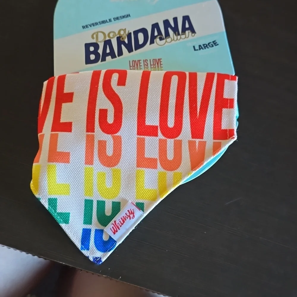 Whimsy Dog Bandana Collar Size Large Love is Love NWT‎